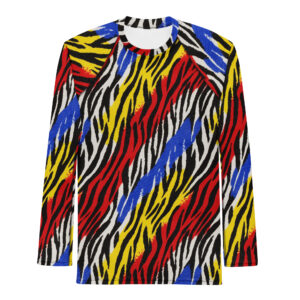 REVUELTA PRIMARY ZEBRA PRINT LS RASH GUARD SHIRT